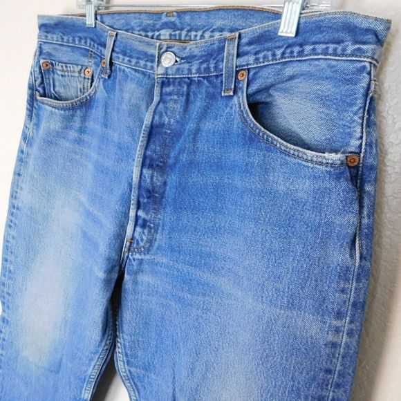 Vintage Levis 501xx 90s Jeans Size 38x30 Cotton Denim Button Fly Casual Pants - Picture 7 of 16